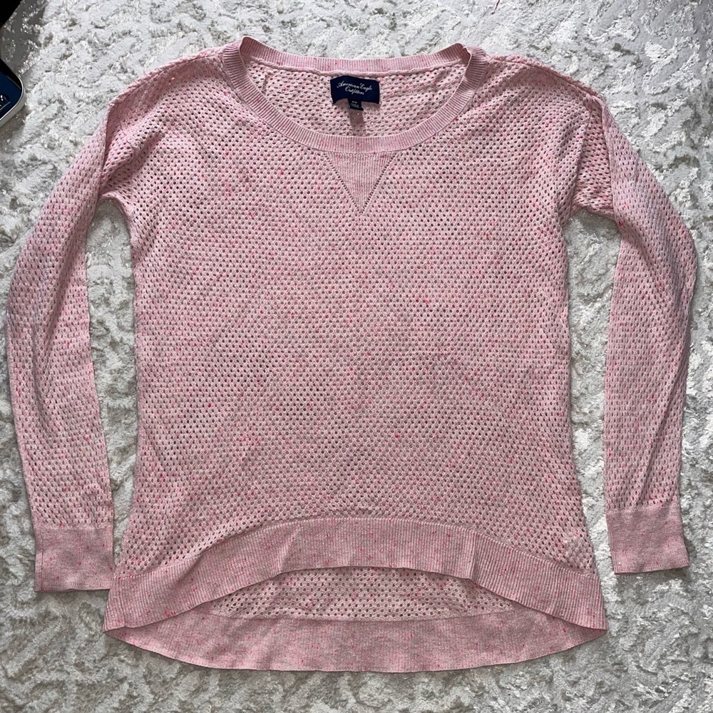 American Eagle Outfitters Pink open knit Sweater woman’s medium